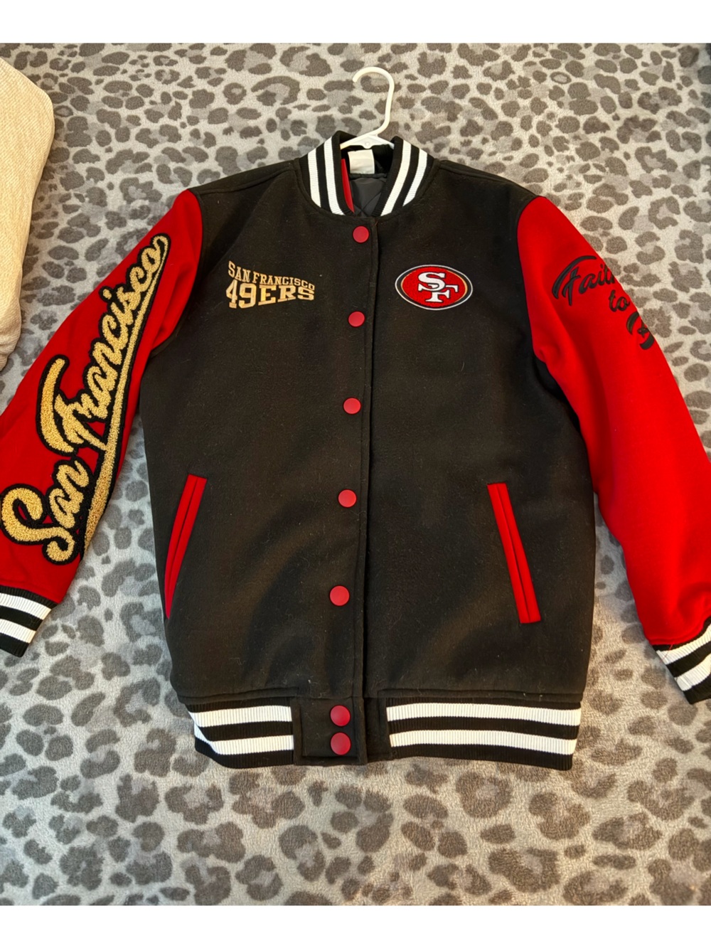NFL Black and Red San Francisco 49ers Varsity Jacket